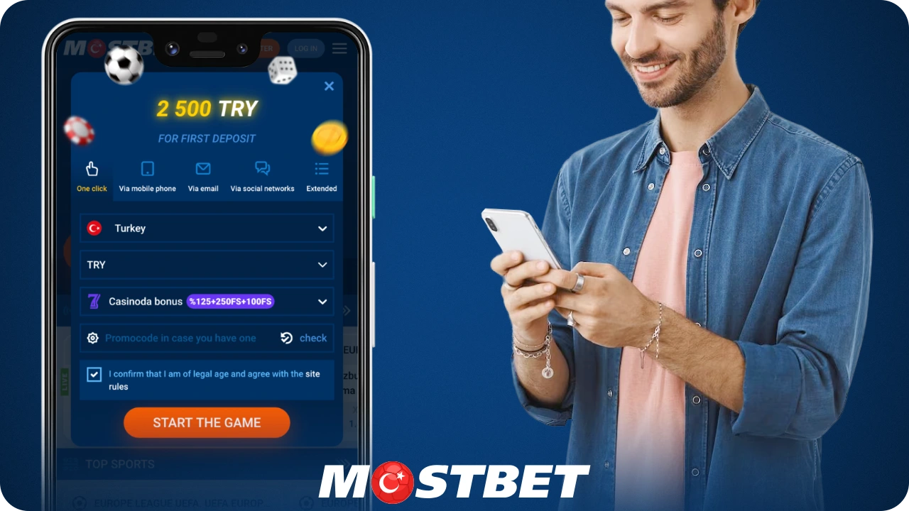 Mostbet'e kaydolmak için Türkiye'den kullanıcılar mevcut kayıt seçeneklerinden birini kullanabilir
